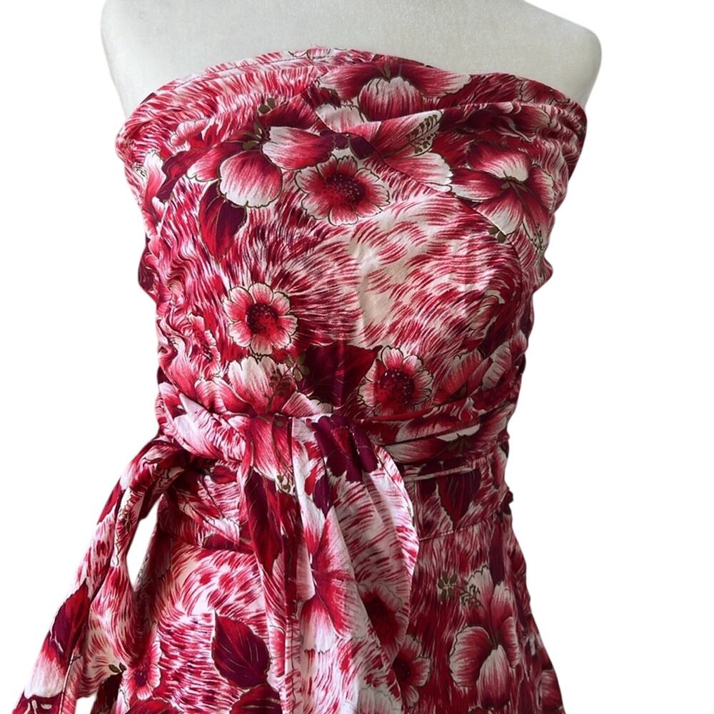 Floral Strapless mini dress wrap Hand made cotton bespoke - Picture 5 of 10